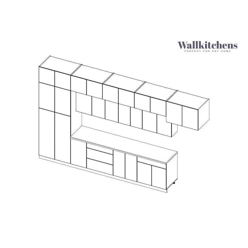 Moderne Keukenkastset – Natuurlijk Teak, 4,5 m Breed (180x107 cm)
