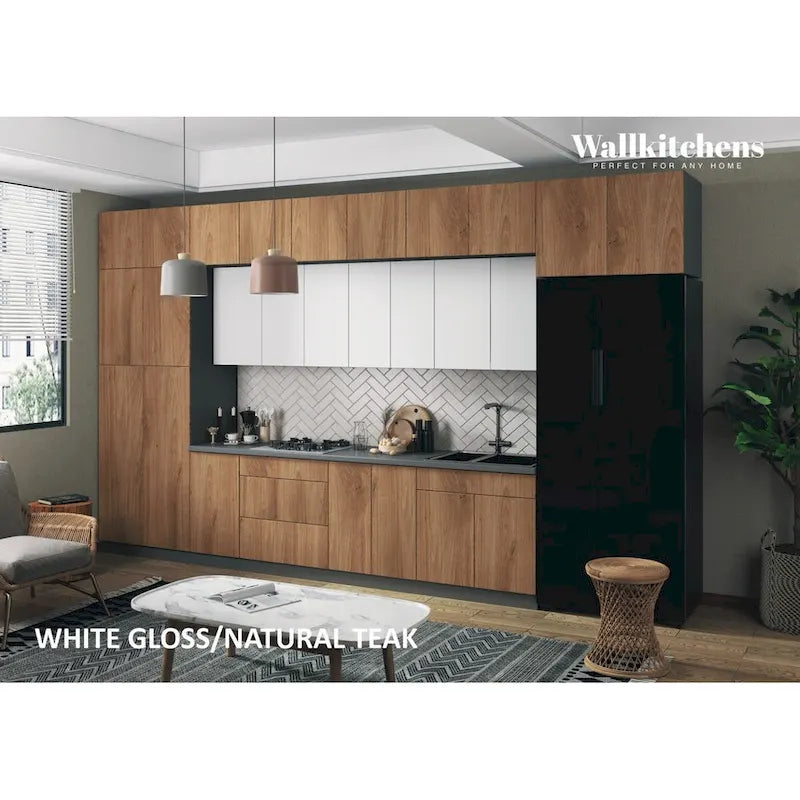Moderne Keukenkastset – Natuurlijk Teak, 4,5 m Breed (180x107 cm)