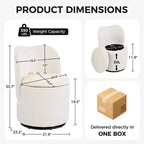 Swivel Vanity Chair with Storage, Upholstered Round Makeup Stool with Back, Soft Padded Barrel Accent Armchair for Bedroom & Living Room