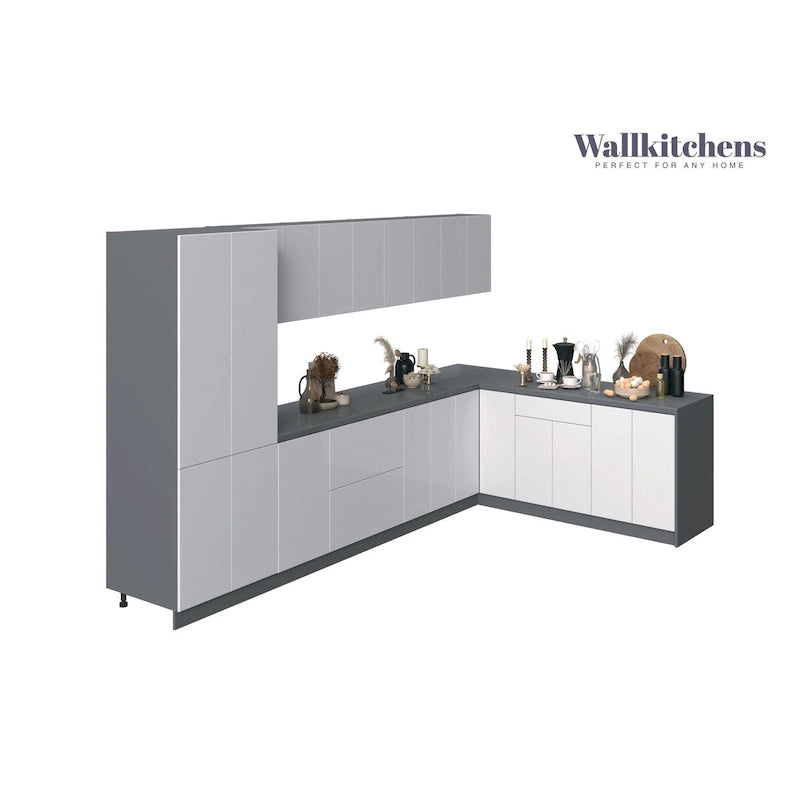 Moderne Keukenkastenset - Hoogglans Wit, 3,35 m Breed (138x85)