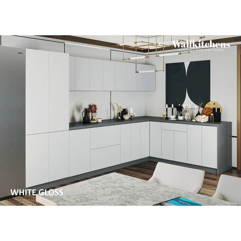 Moderne Keukenkastenset - Hoogglans Wit, 3,35 m Breed (138x85)