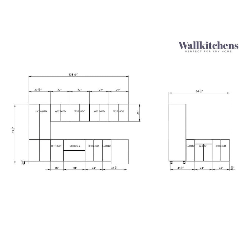 Moderne Keukenkastenset - Hoogglans Wit, 3,35 m Breed (138x85)