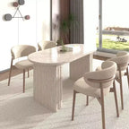 Okak 78IN Extendable Dining Table for 4-8 People, Kitchen Table with Wooden Strip Base, Foldable Table for Living Room, Dining Room