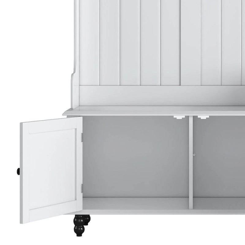 Kapstok met opbergbank, 4 haken en 2 planken – 101 cm breed