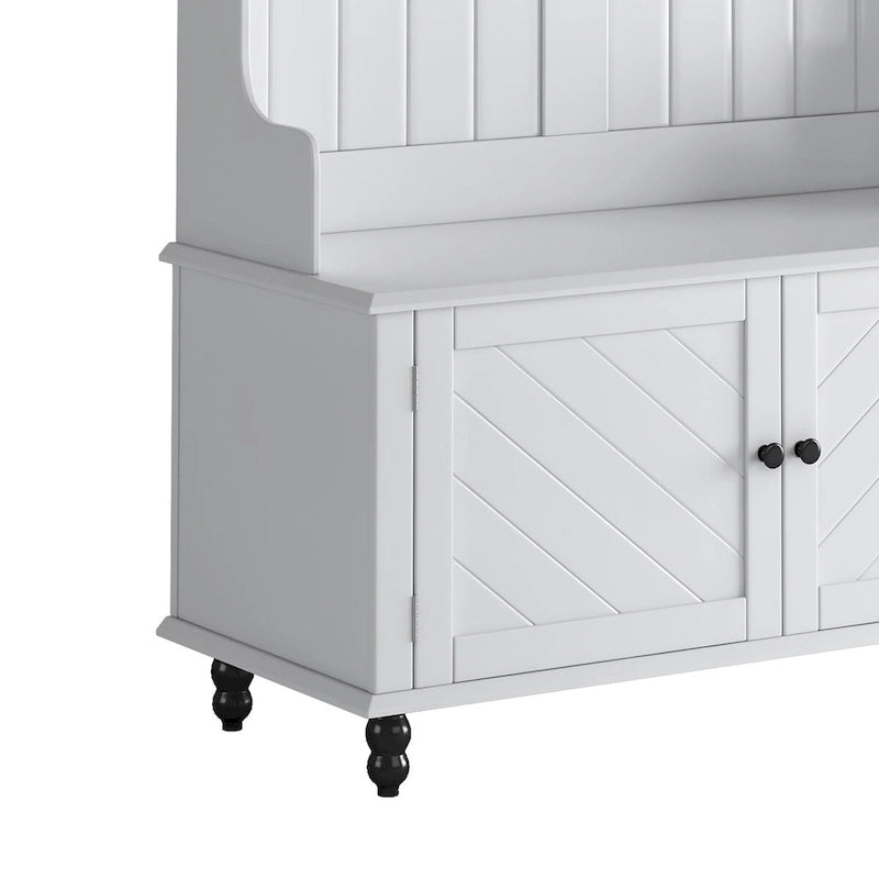 Kapstok met opbergbank, 4 haken en 2 planken – 101 cm breed