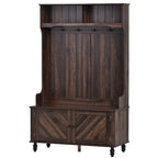 Kapstok met opbergbank, 4 haken en 2 planken – 101 cm breed