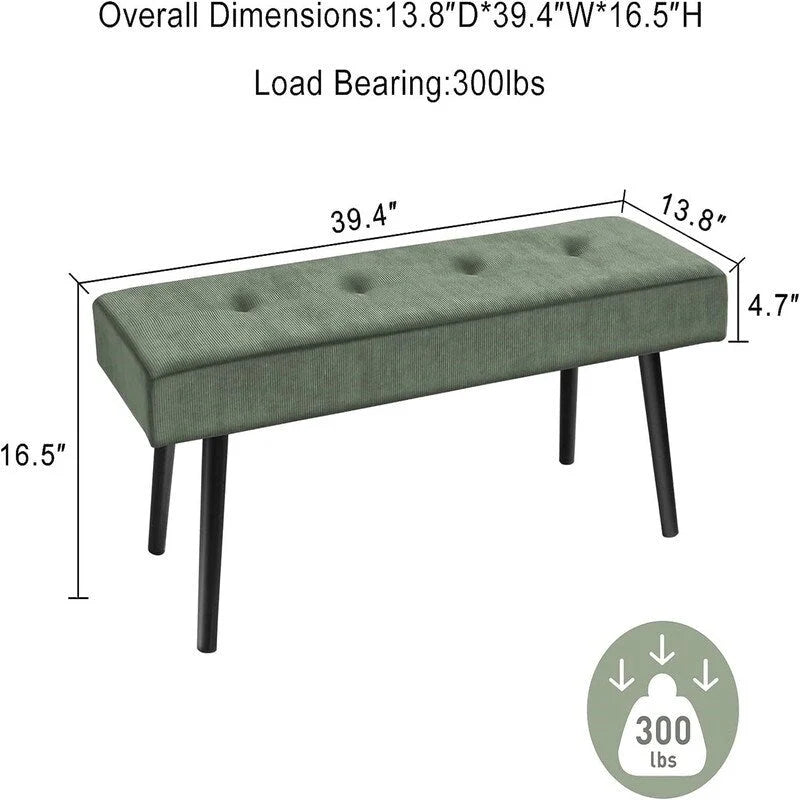 Corduroy gestoffeerde bank – 100 cm x 35 cm x 42 cm