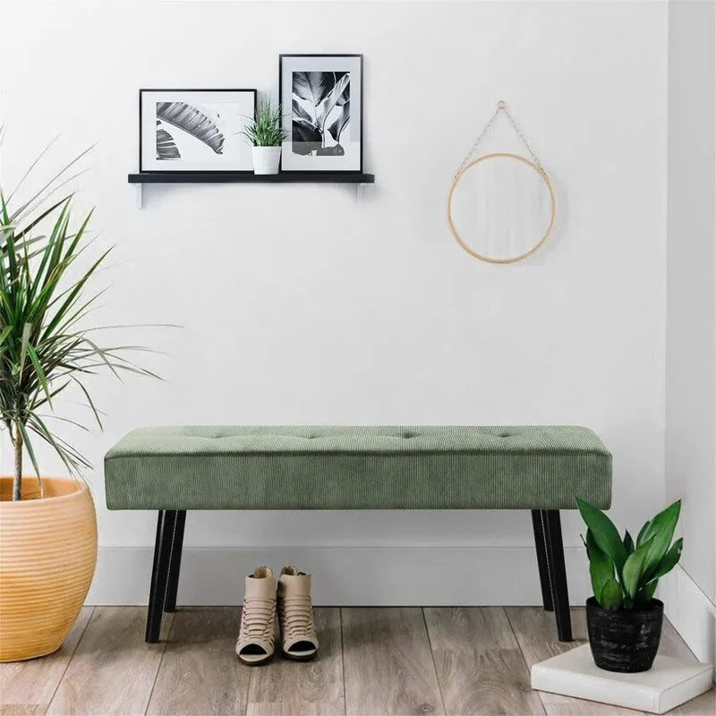 Corduroy gestoffeerde bank – 100 cm x 35 cm x 42 cm