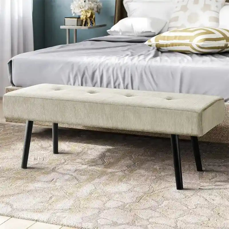 Corduroy gestoffeerde bank – 100 cm x 35 cm x 42 cm