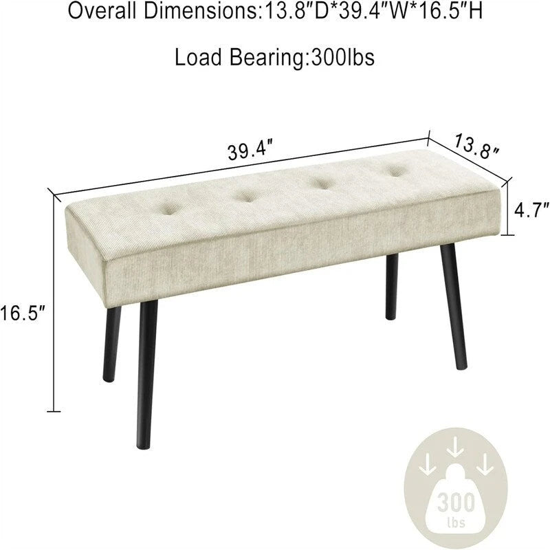 Corduroy gestoffeerde bank – 100 cm x 35 cm x 42 cm