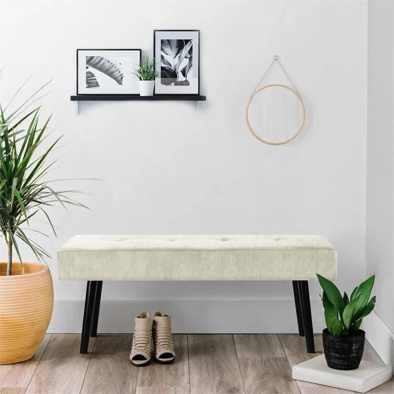 Corduroy gestoffeerde bank – 100 cm x 35 cm x 42 cm