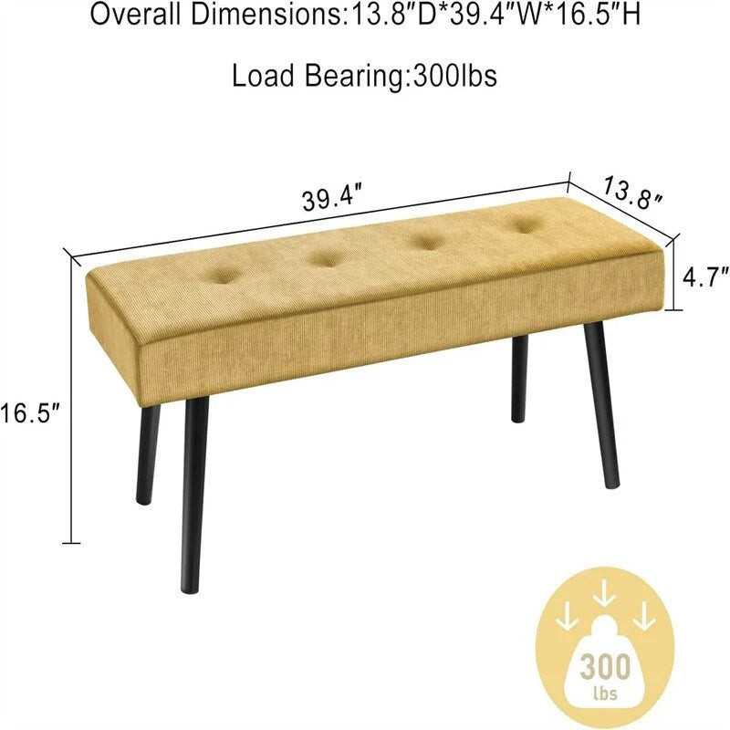 Corduroy gestoffeerde bank – 100 cm x 35 cm x 42 cm