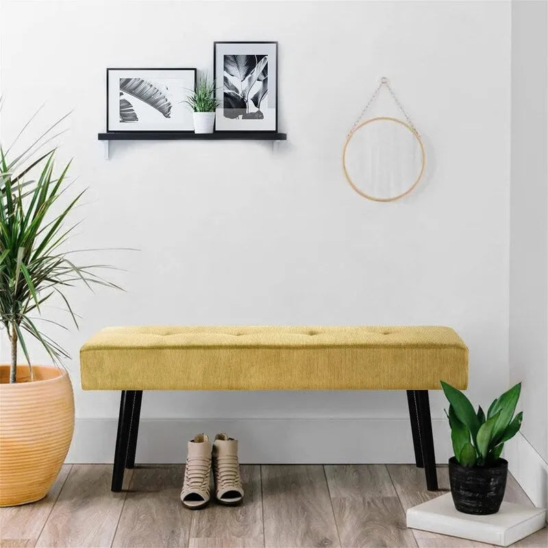 Corduroy gestoffeerde bank – 100 cm x 35 cm x 42 cm