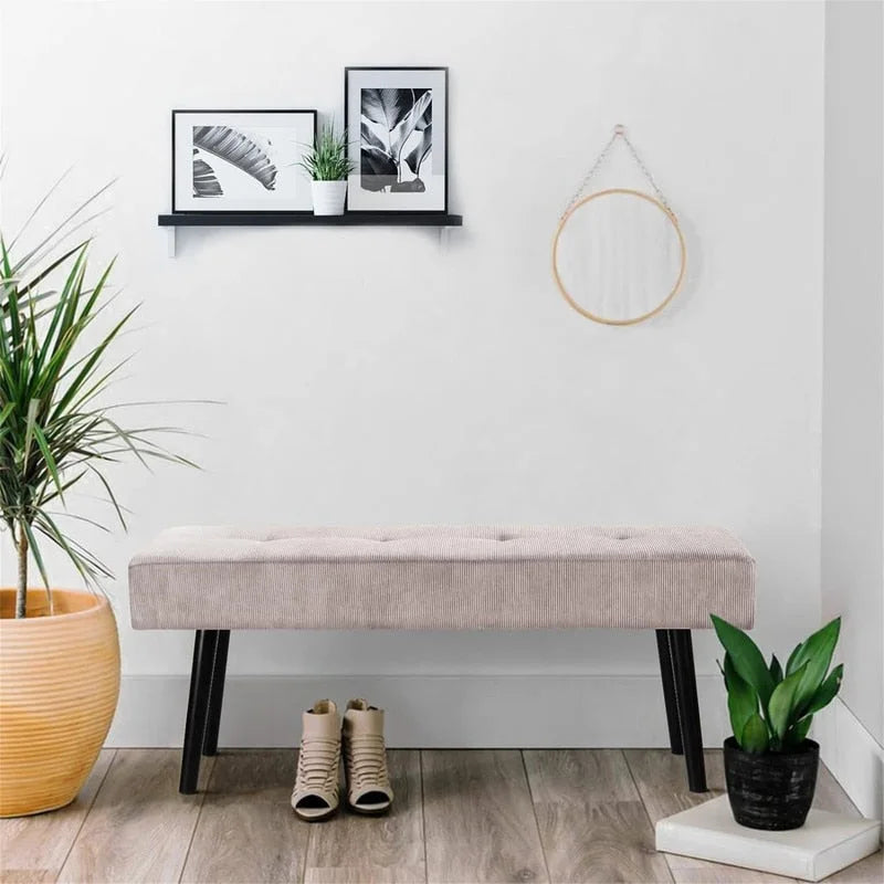 Corduroy gestoffeerde bank – 100 cm x 35 cm x 42 cm