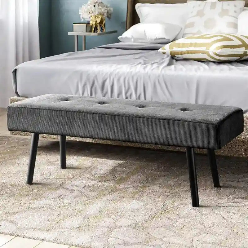 Corduroy gestoffeerde bank – 100 cm x 35 cm x 42 cm