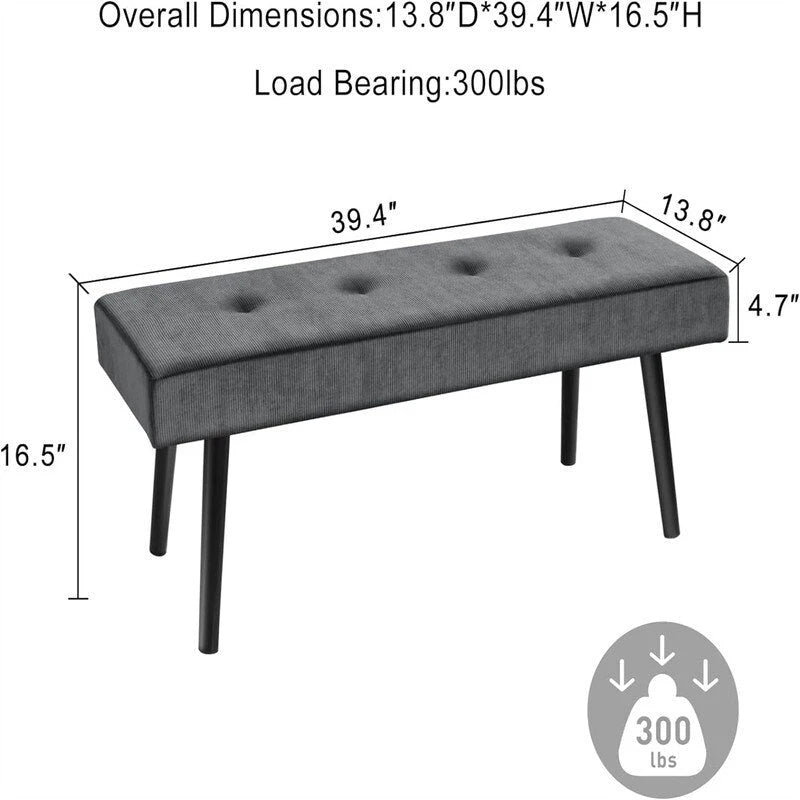 Corduroy gestoffeerde bank – 100 cm x 35 cm x 42 cm