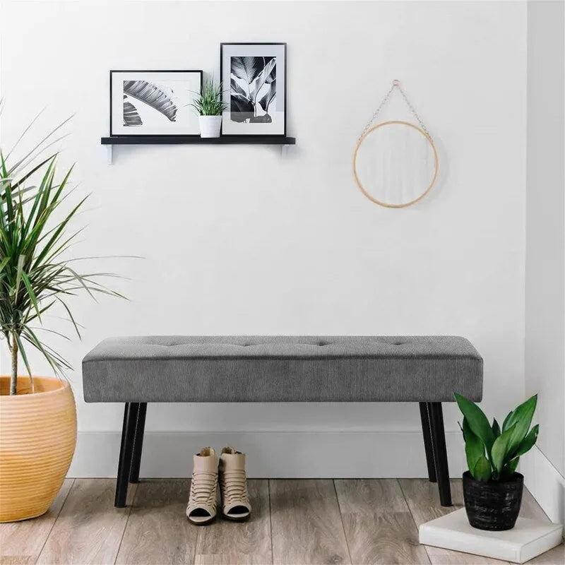 Corduroy gestoffeerde bank – 100 cm x 35 cm x 42 cm