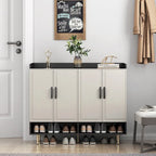 Shoe Cabinet with 4 Doors Large Modern Shoe Storage Organizer Cabinet with Adjustable Shelves