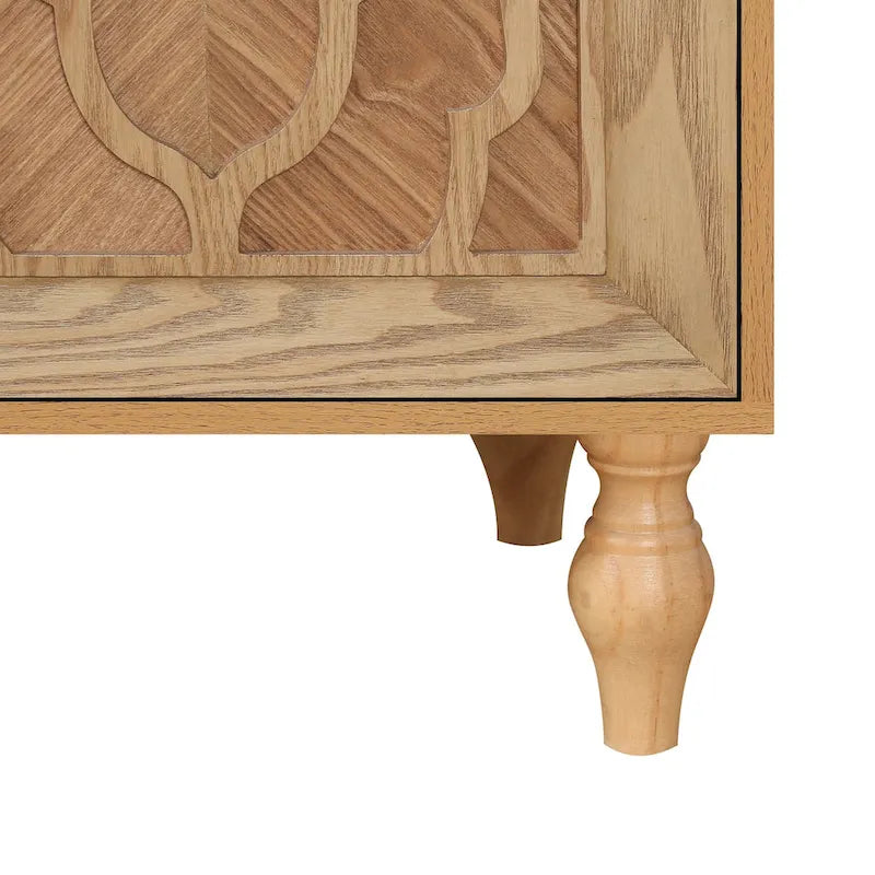 Houten Opbergkast met Gesneden Deur en Metalen Handgreep