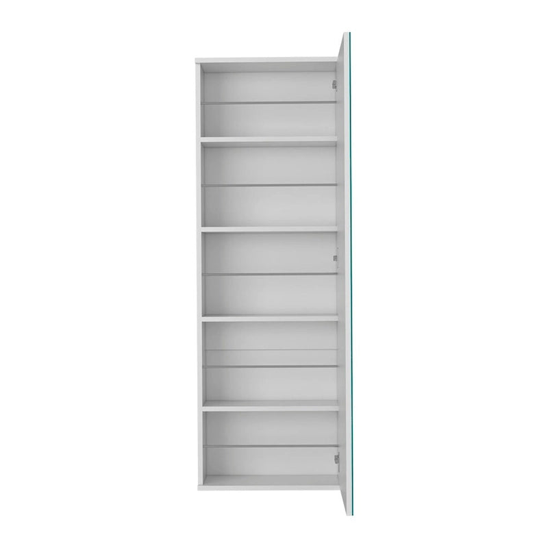 Schoenenrek voor wandmontage met spiegeldeur, enkele deur, wit