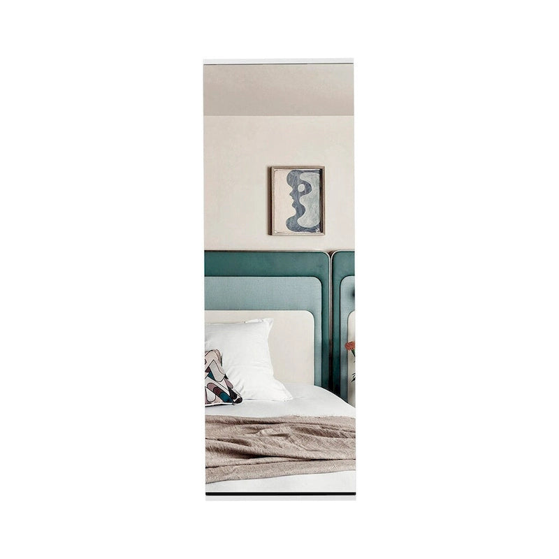 Schoenenrek voor wandmontage met spiegeldeur, enkele deur, wit