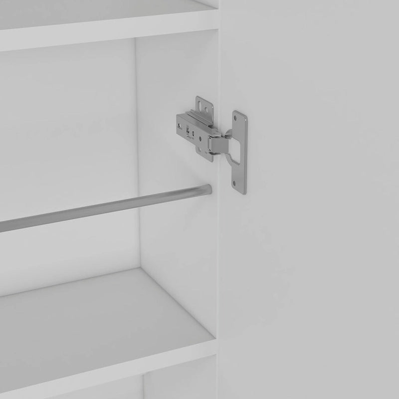 Schoenenrek voor wandmontage met spiegeldeur, enkele deur, wit