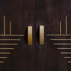 Tweedelige mangohouten kast met geometrisch patroon - Donker cacaobruin
