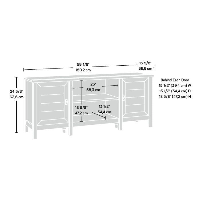 150 cm tv-dressoir in landelijke stijl met opbergruimte