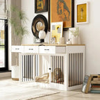 Modern Large Dog Crate with Storage Drawers - Elegant Espresso Finish