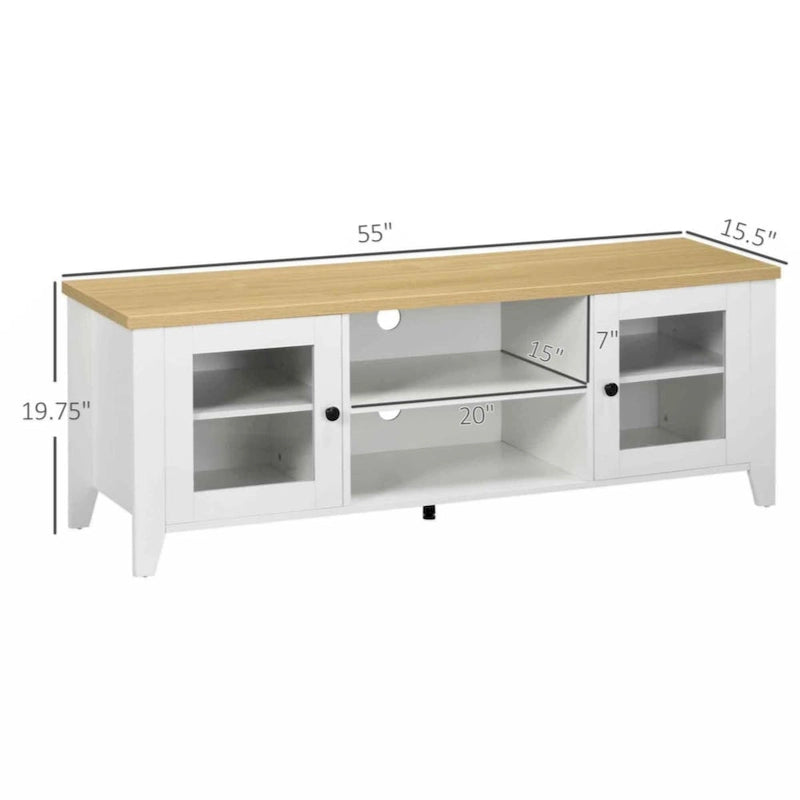 TV-meubel met open schappen en kastruimte, geschikt voor tv's tot 60 inch, wit