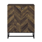 41 Inch 2-Deurs Accentkast Console met Sledenpoten en Chevron Houtpaneel, Bruin