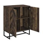 41 Inch 2-Deurs Accentkast Console met Sledenpoten en Chevron Houtpaneel, Bruin