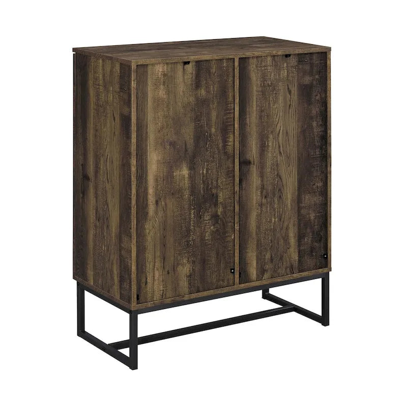 41 Inch 2-Deurs Accentkast Console met Sledenpoten en Chevron Houtpaneel, Bruin