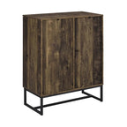 41 Inch 2-Deurs Accentkast Console met Sledenpoten en Chevron Houtpaneel, Bruin