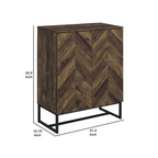 41 Inch 2-Deurs Accentkast Console met Sledenpoten en Chevron Houtpaneel, Bruin