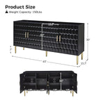 63-inch modern dressoir met verstelbare planken