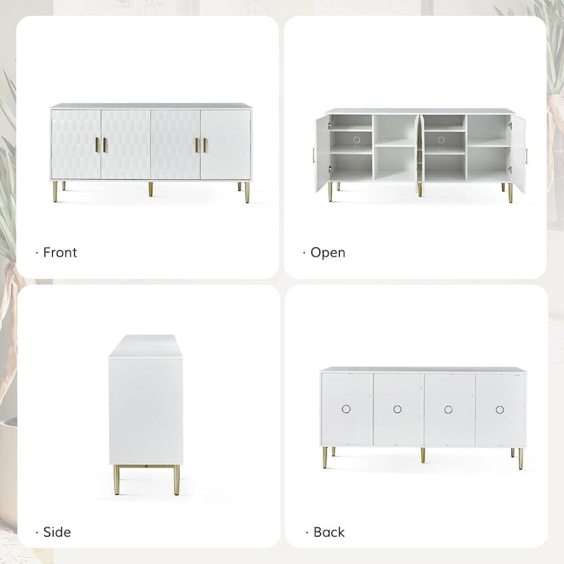 63-inch modern dressoir met verstelbare planken