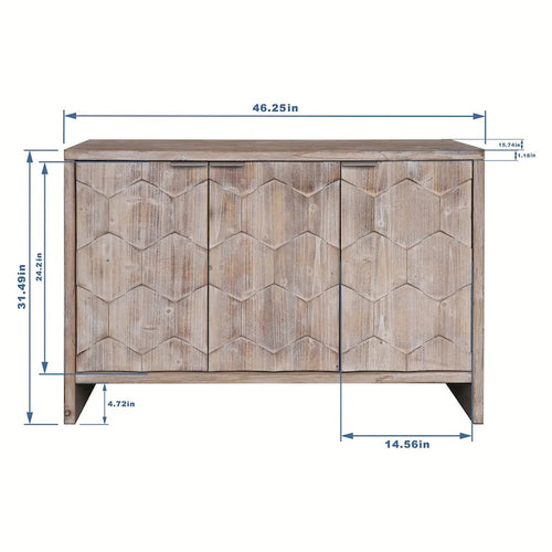 3-deurs dressoir met verstelbare planken, landelijke stijl
