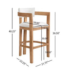 Christopher Knight Home Peyton Rubberwood Upholstered Bar Stool with Curved Open Back (Set of 2)