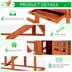AECOJOY 144 Large Chicken Coop w/ Run Wooden Hutch Poultry Cage House