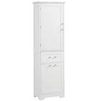 Tall Bathroom Storage Cabinet with Two Different Size Drawers and Adjustable Shelf Freestanding Storage Cabinet