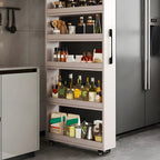 Modern Wooden Buffet Table with Open Shelves and Caster