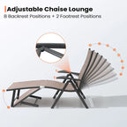 Pellebant 2PCS Adjustable Aluminum Patio Chaise Lounge Chair - N/A