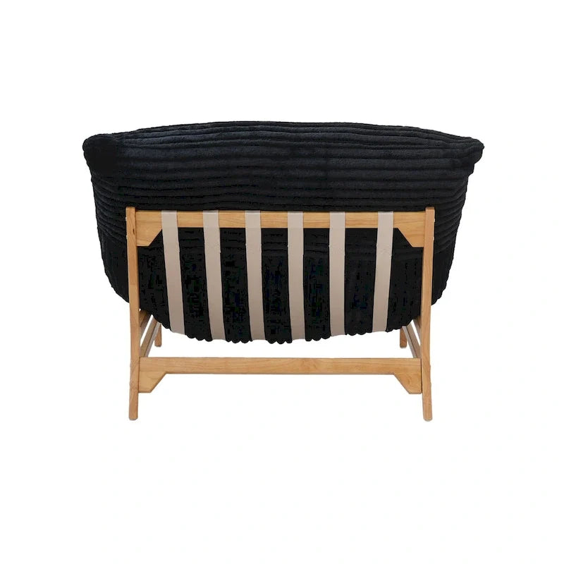 Bean Bag Accent Chair Large Plush Bean Bag Lounger with Solid Wood Frame Comfy Lounge Chair with Down Filling