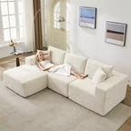 108 Modern Sofa Couch, 3 Seater Upholstered L Shaped Sofa with Pillows, Deep Seat Sofa, No Assembly Required