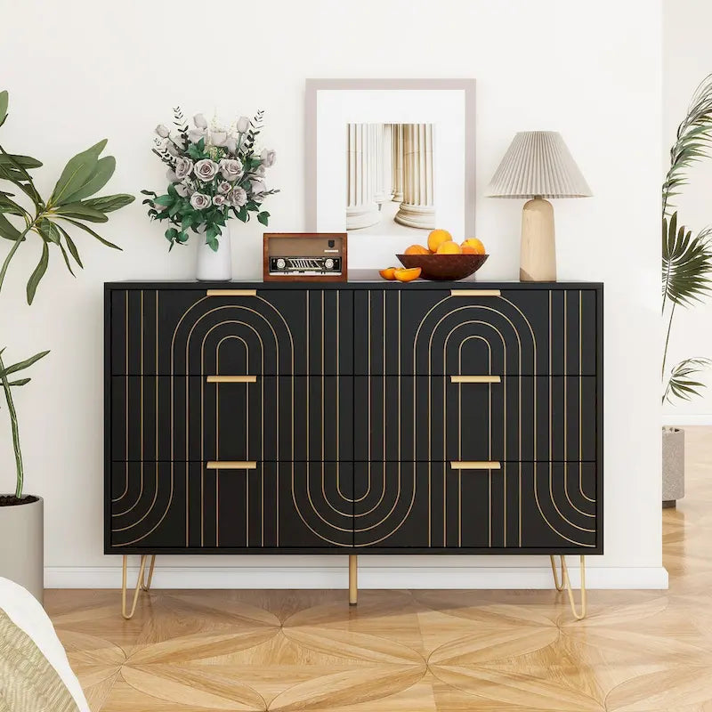Dressoir met 6 lades en metalen handgrepen