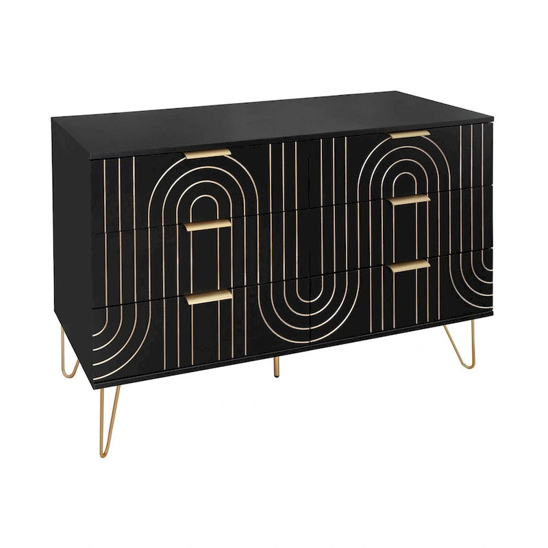 Dressoir met 6 lades en metalen handgrepen