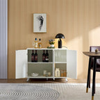 Wit Canneleerd Dressoir met Messing Poten