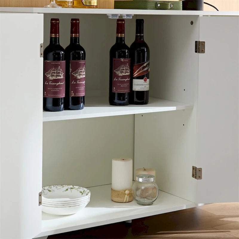 Wit Canneleerd Dressoir met Messing Poten