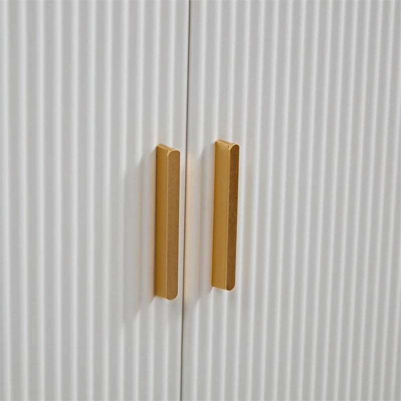 Wit Canneleerd Dressoir met Messing Poten